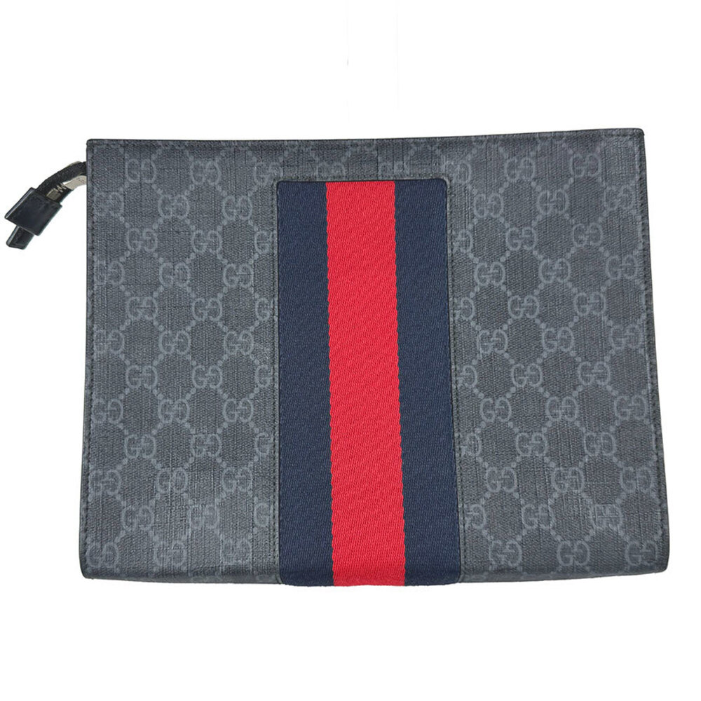 Gucci GUCCI Second Bag Clutch Sherry Line GG Supreme Canvas Navy Men's 475316...